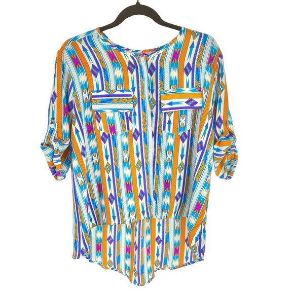 Amanda Uprichard Silk Southwestern Print Button Down Shirt Size S - Picture 1 of 11